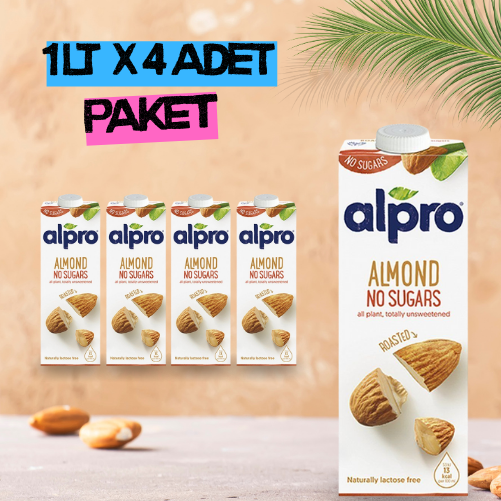 Alpro Şekersiz Badem Sütü 1 lt x 4 Adet