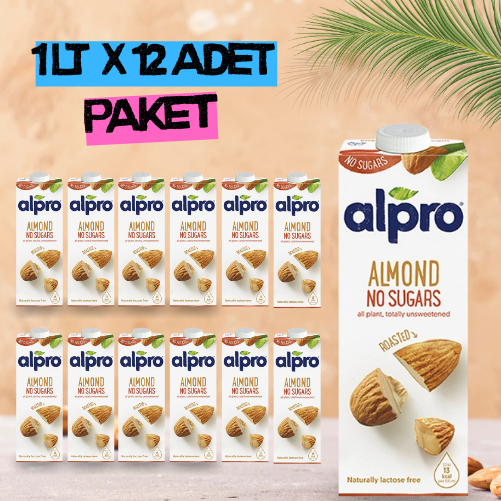 Alpro Şekersiz Badem Sütü 1 lt x 12 Adet