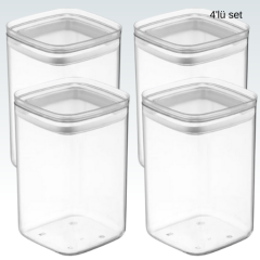 1400 ml Chef Food Box Kare 4'lü Takım