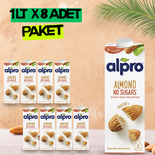 Alpro Şekersiz Badem Sütü 1 lt x 8 Adet