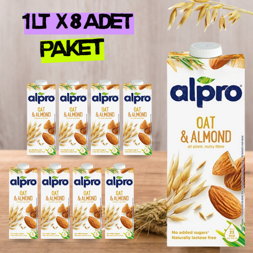 Alpro Yulaf & Badem Sütü 1 lt  x 8 Adet