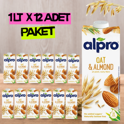 Alpro Yulaf & Badem Sütü 1 lt  x 12 Adet