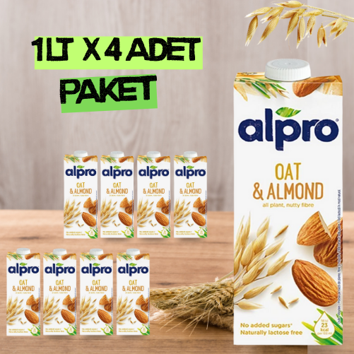Alpro Yulaf & Badem Sütü 1 lt  x 4 Adet